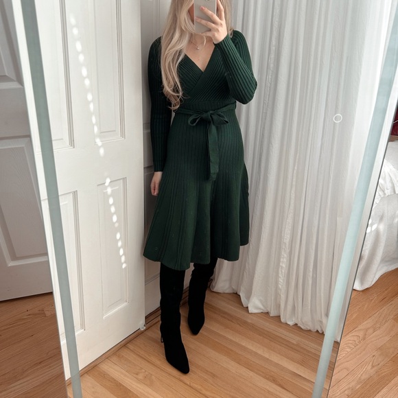 Lulus Emerald Green Skater Midi Sweater Dress - Picture 4 of 5